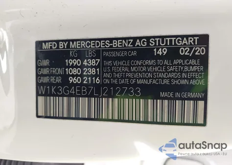 2020 Mercedes-Benz A 220 from USA, damaged, VIN W1K3G4EB7LJ212733